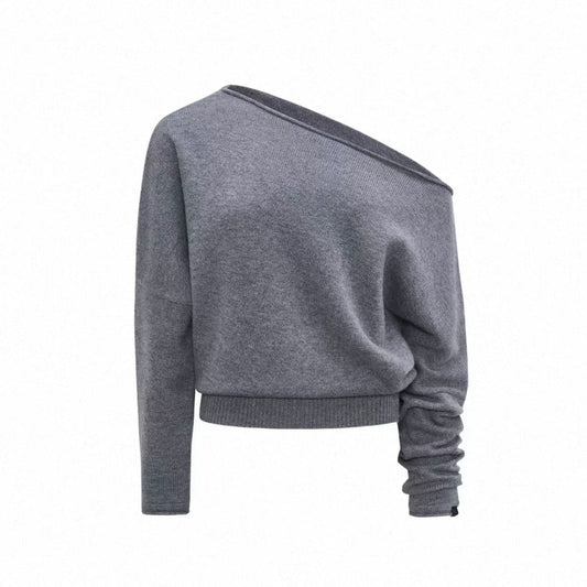 Mara 100% Wool Relaxed Off-Shoulder Knit Sweater