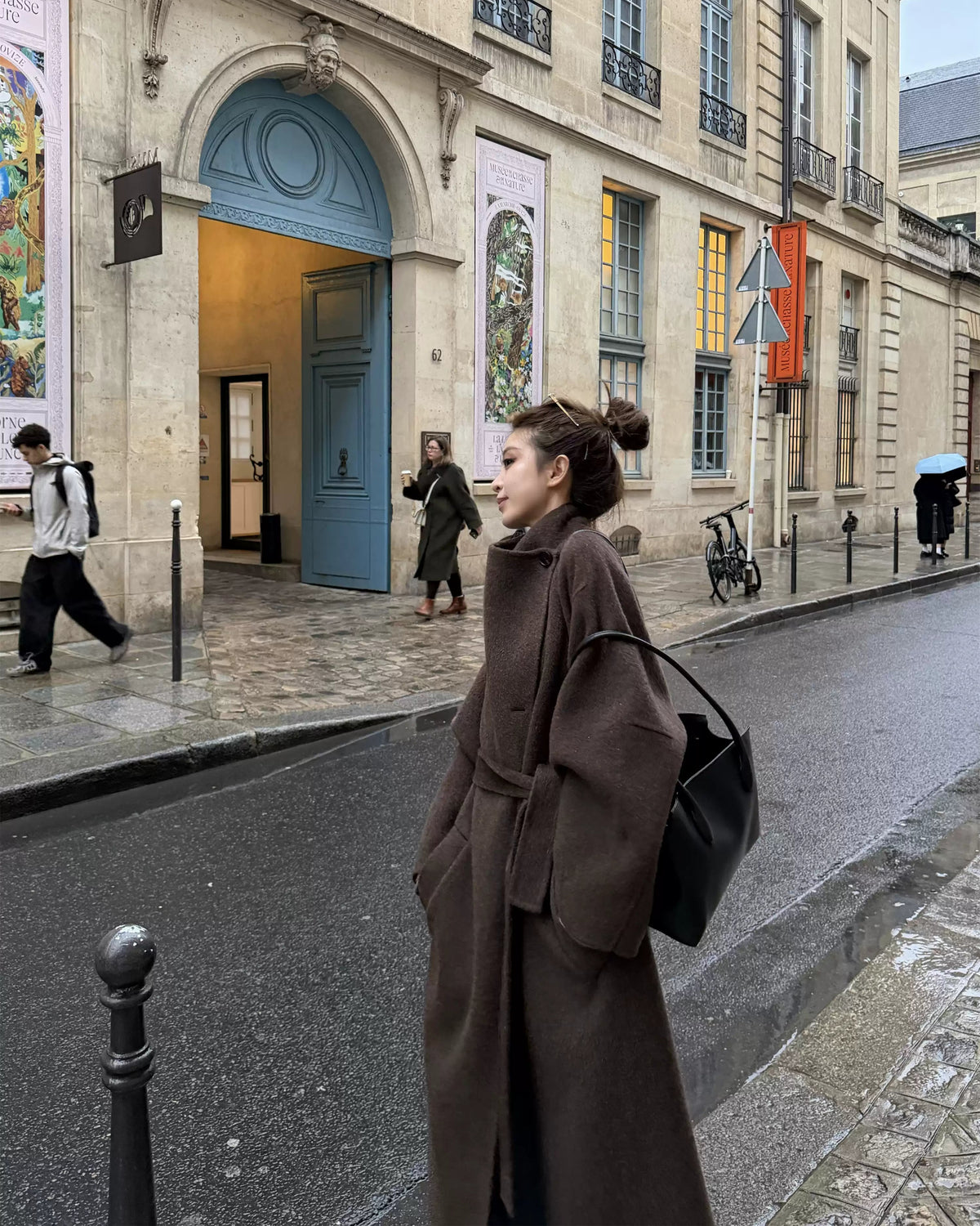 Free Collar Double-Faced Wool Long Coat