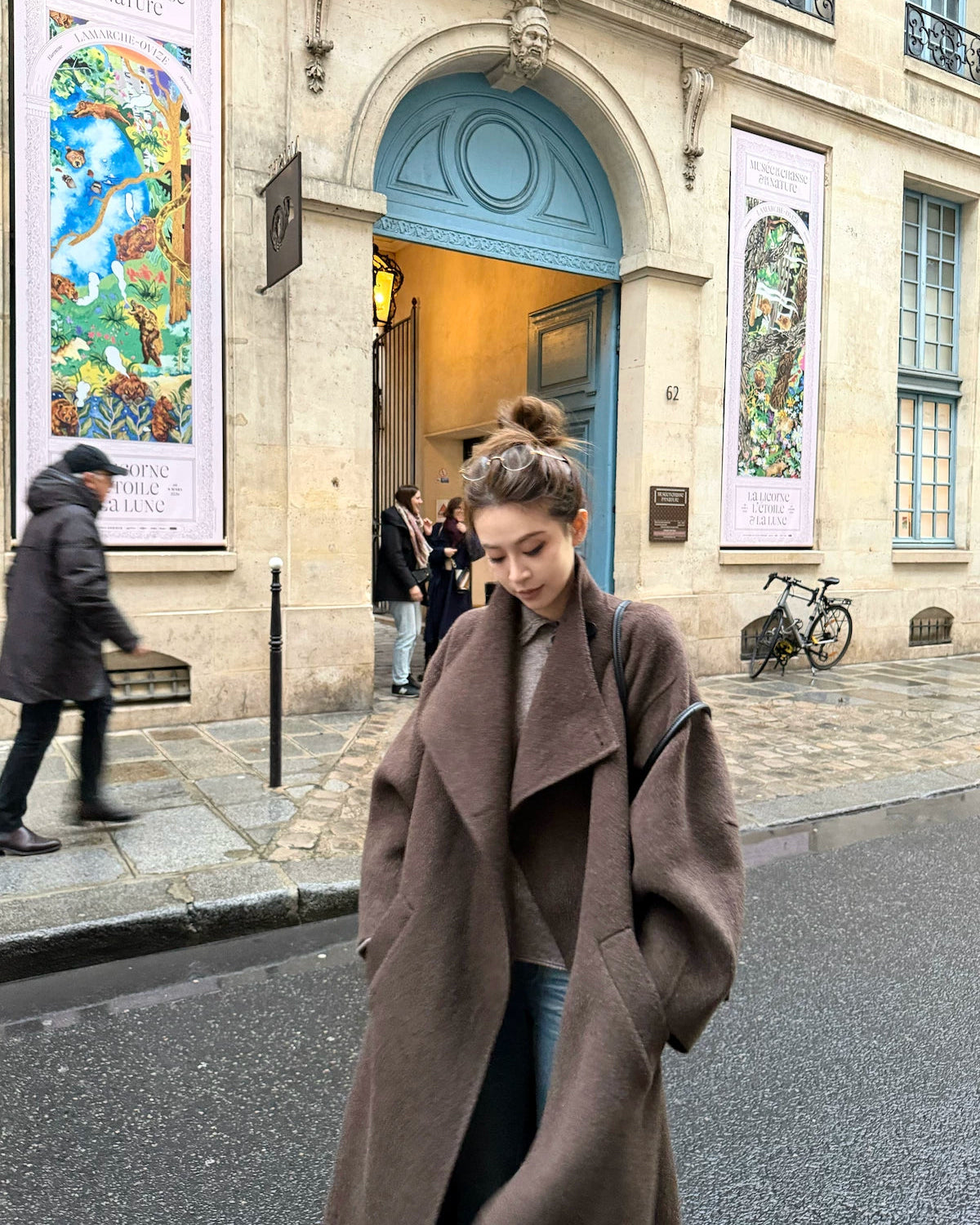 Free Collar Double-Faced Wool Long Coat
