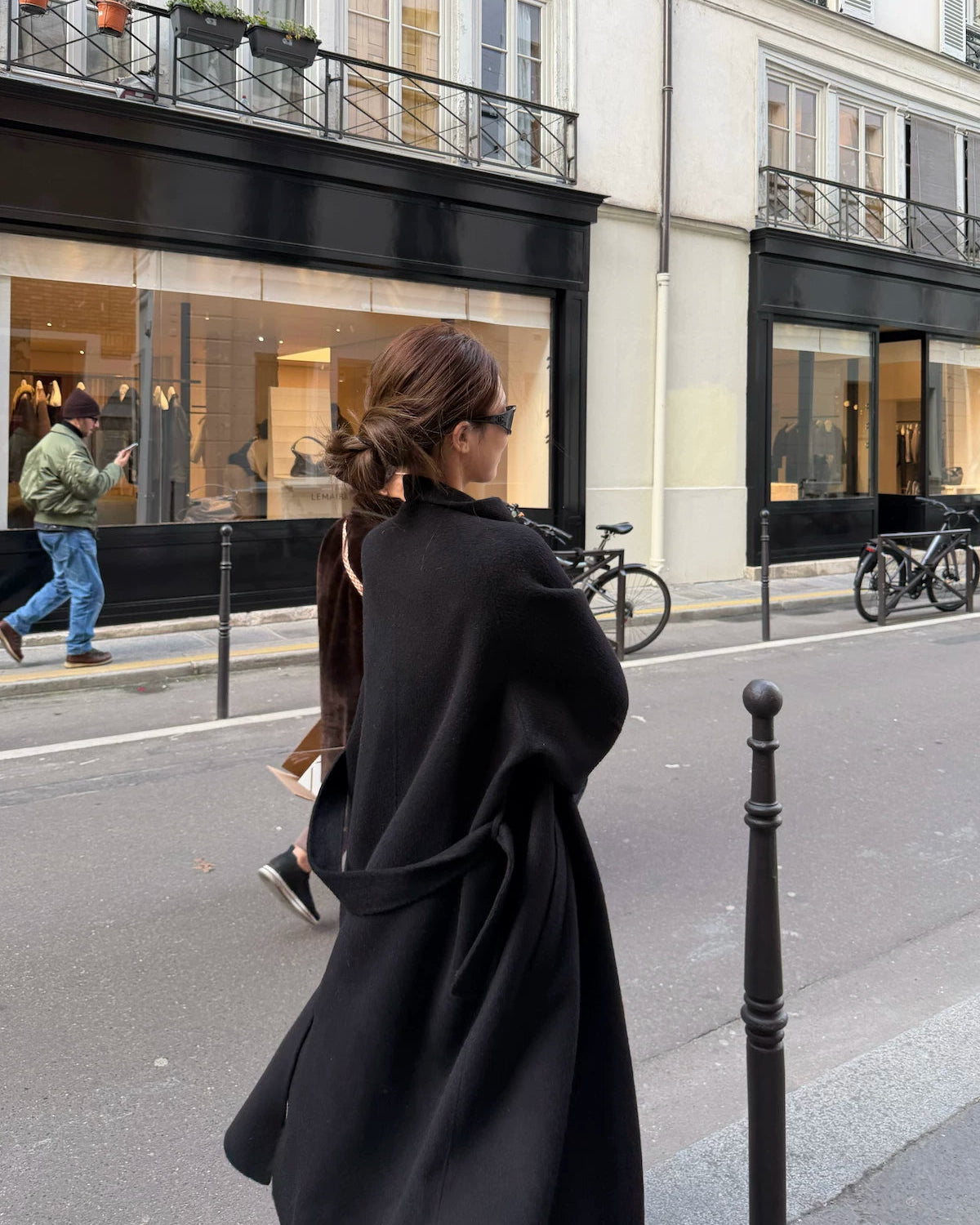 Free Collar Double-Faced Wool Long Coat