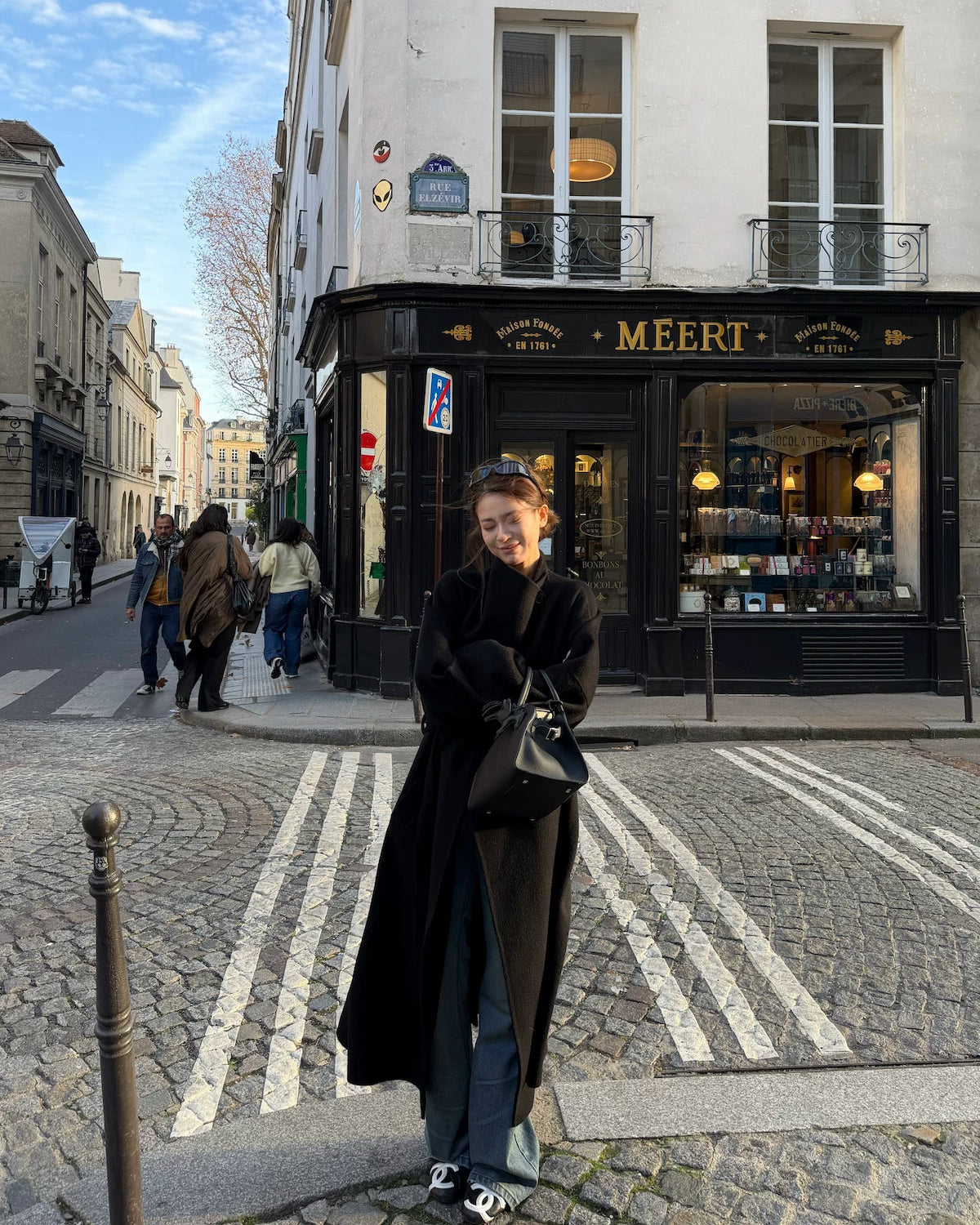 Free Collar Double-Faced Wool Long Coat