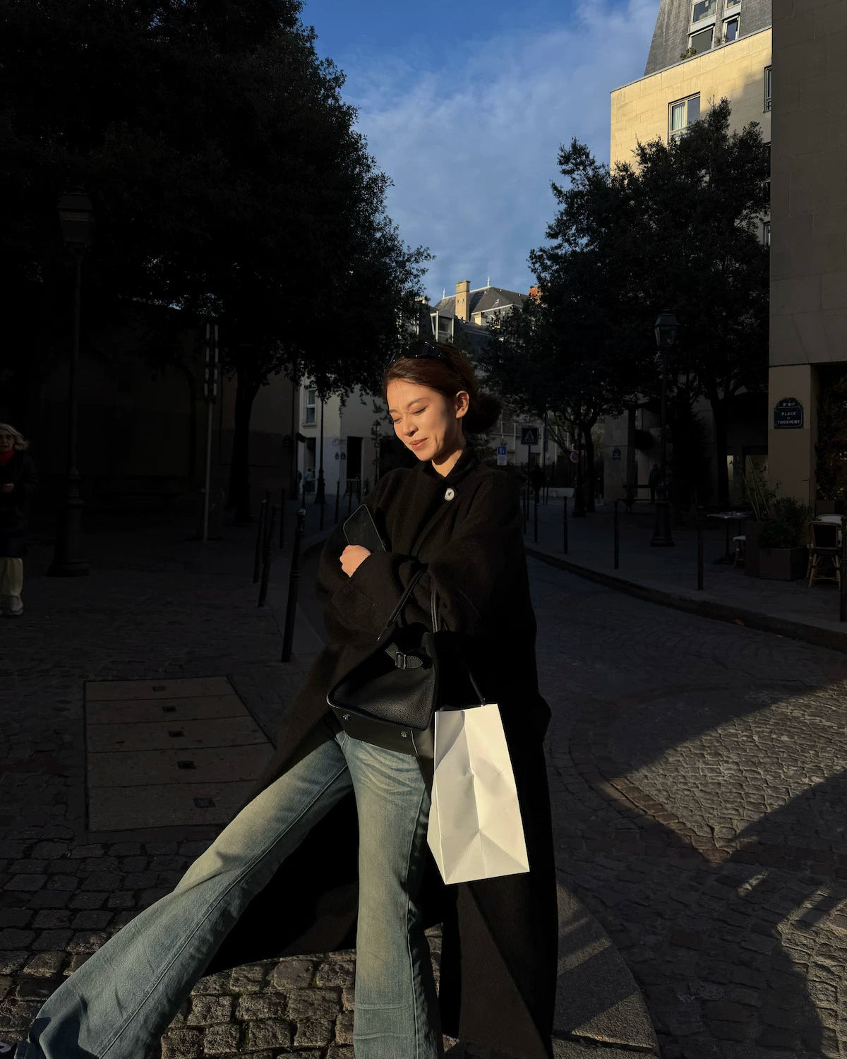 Free Collar Double-Faced Wool Long Coat