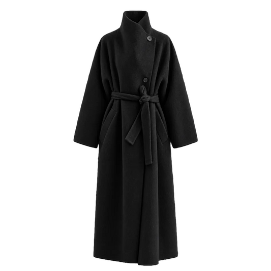 Free Collar Double-Faced Wool Long Coat