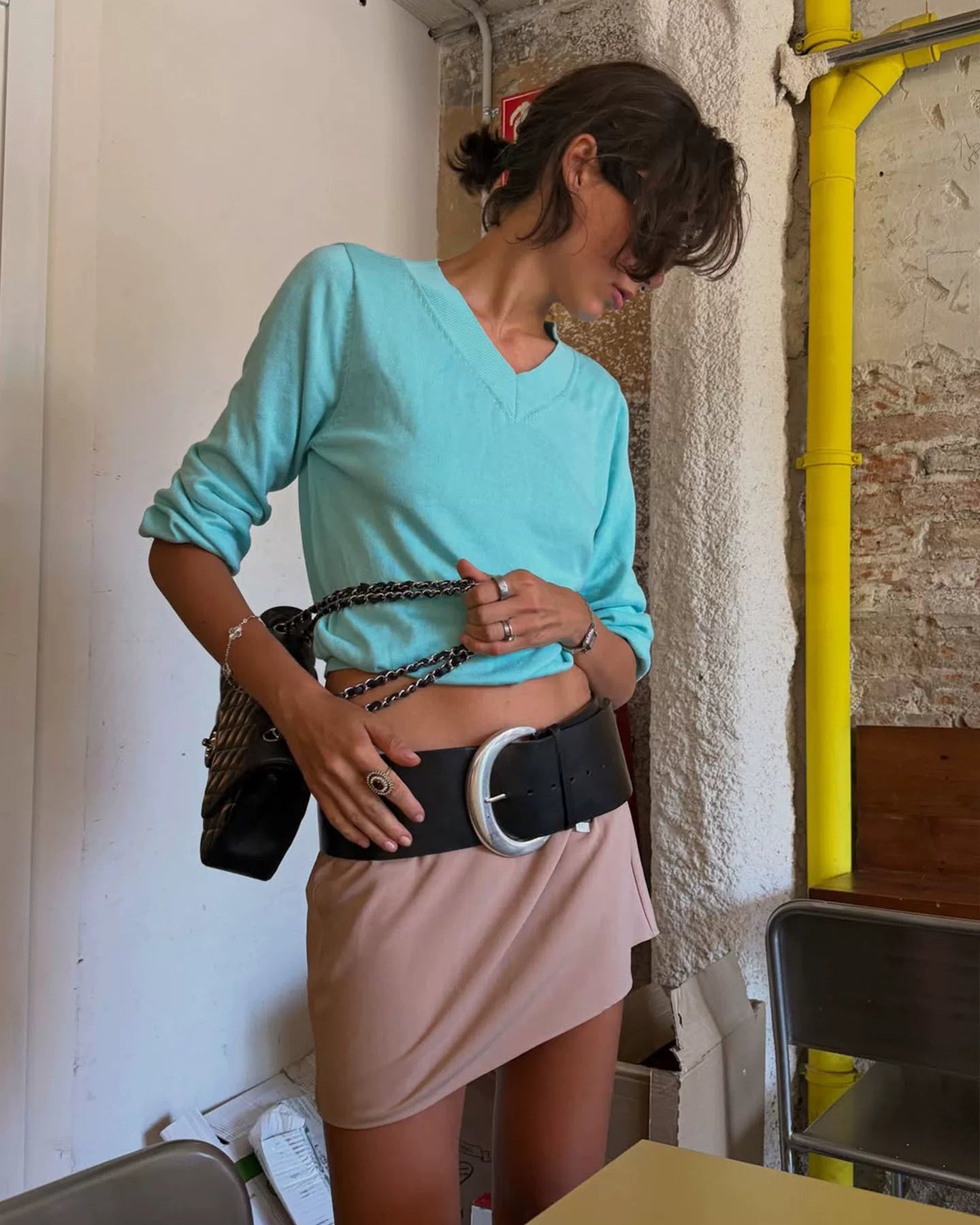 Elle | Mint V-Neck Knit Sweater