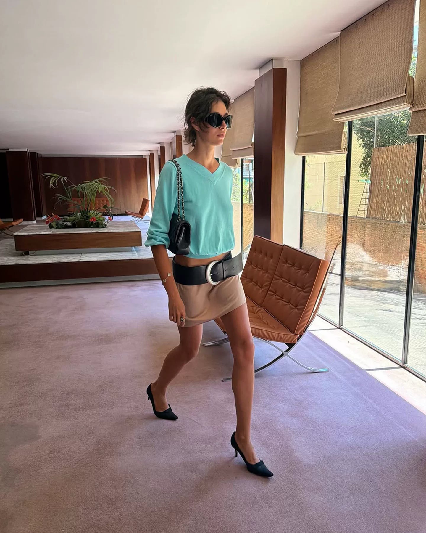 Elle | Mint V-Neck Knit Sweater
