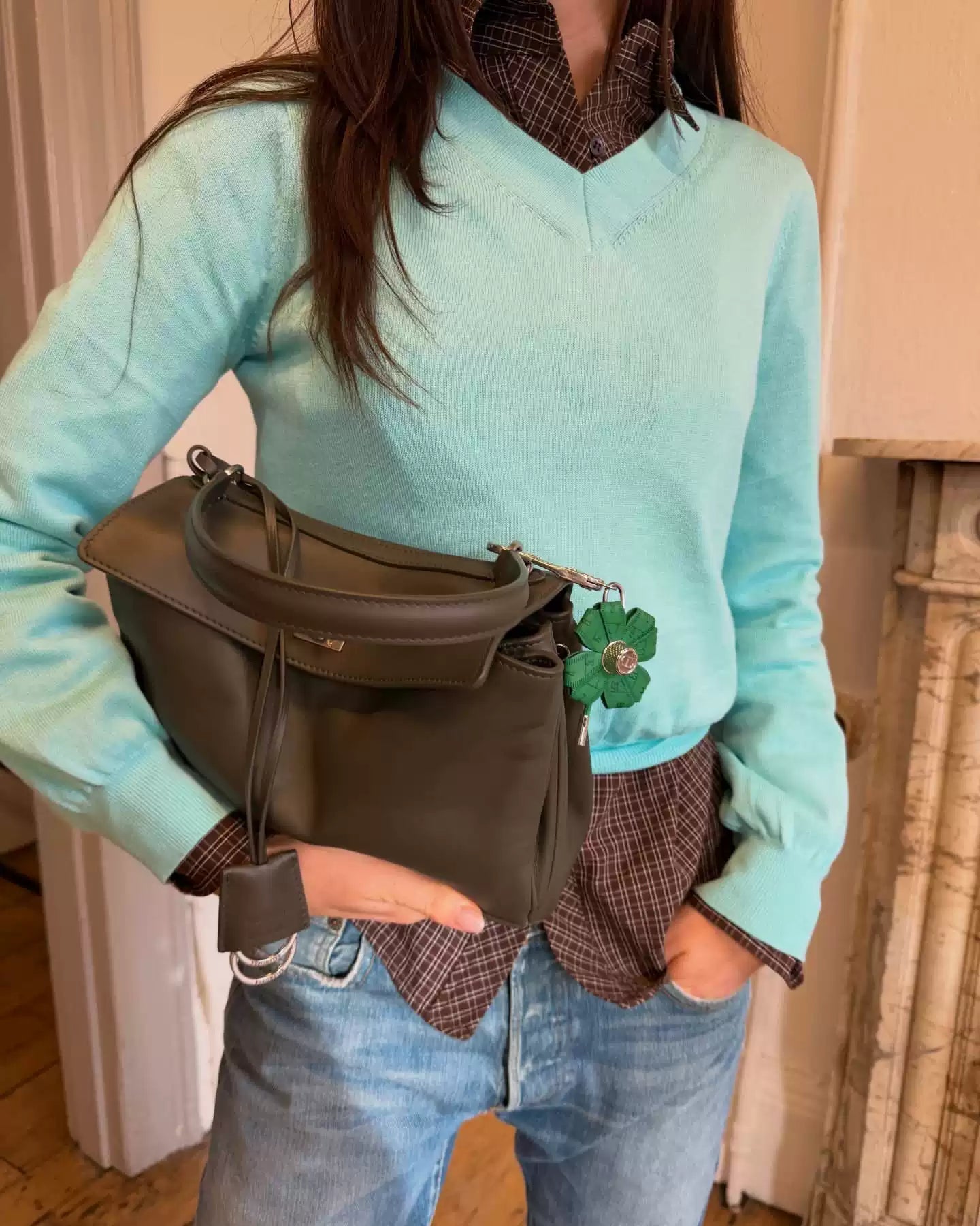Elle | Mint V-Neck Knit Sweater