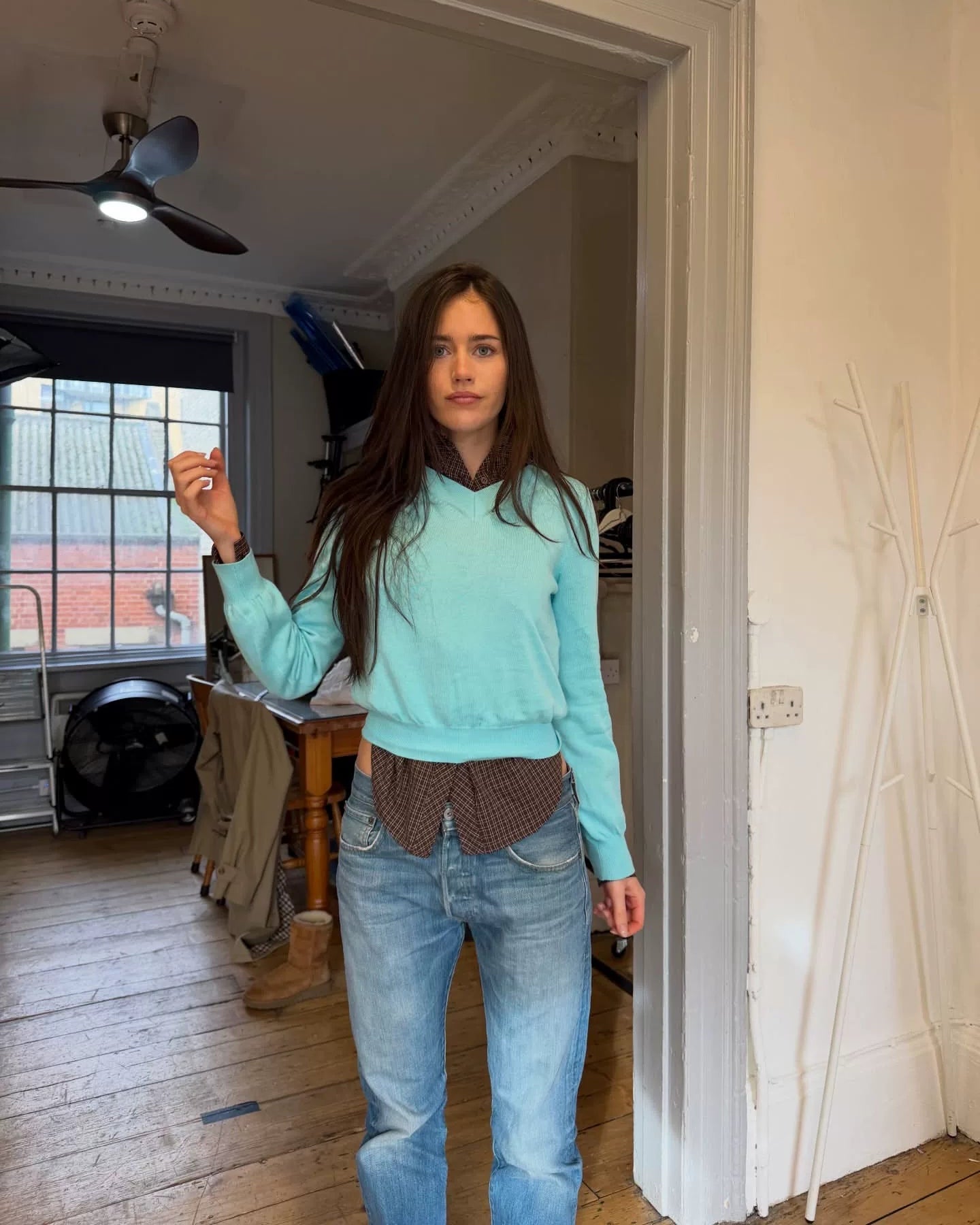 Elle | Mint V-Neck Knit Sweater