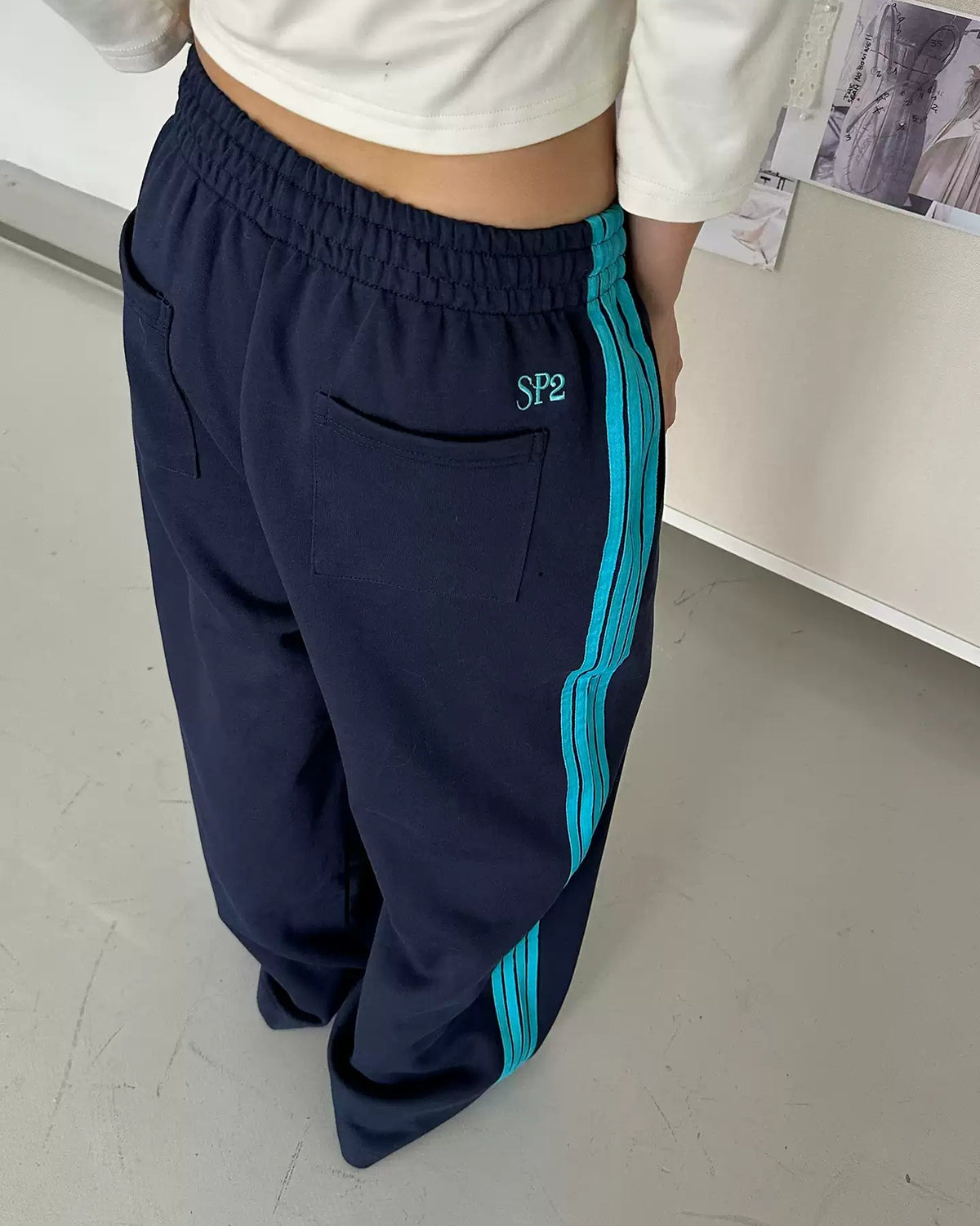 Mira Contrast Stripe Wide-Leg Track Pants