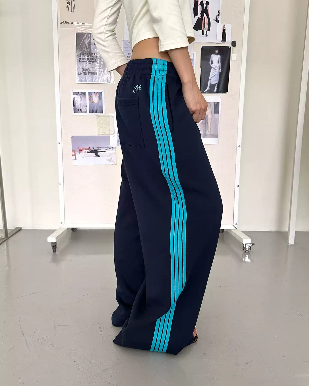 Mira Contrast Stripe Wide-Leg Track Pants