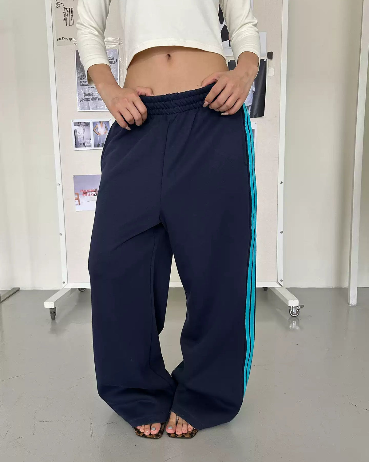 Mira Contrast Stripe Wide-Leg Track Pants