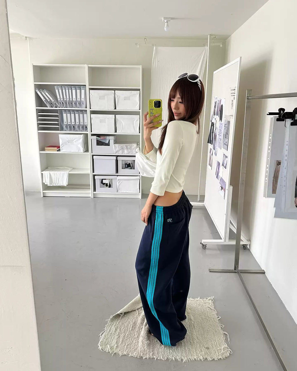 Mira Contrast Stripe Wide-Leg Track Pants