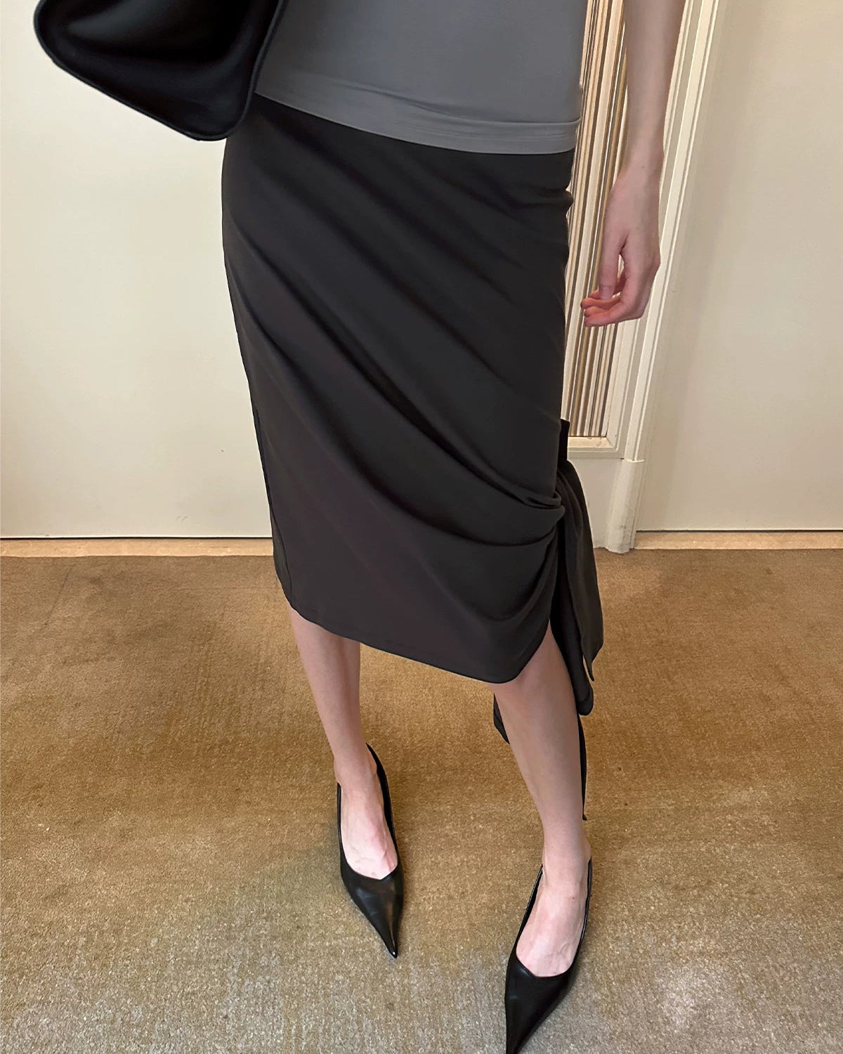 0122stepll | Mirelle Drape Midi Skirt