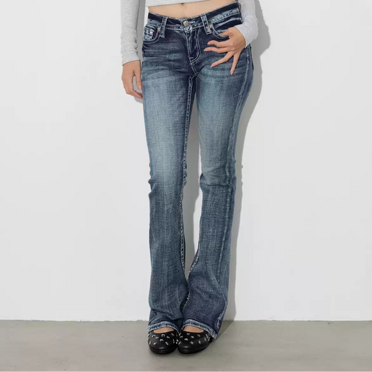Miss Me Low-Rise Embroidered Bootcut Jeans