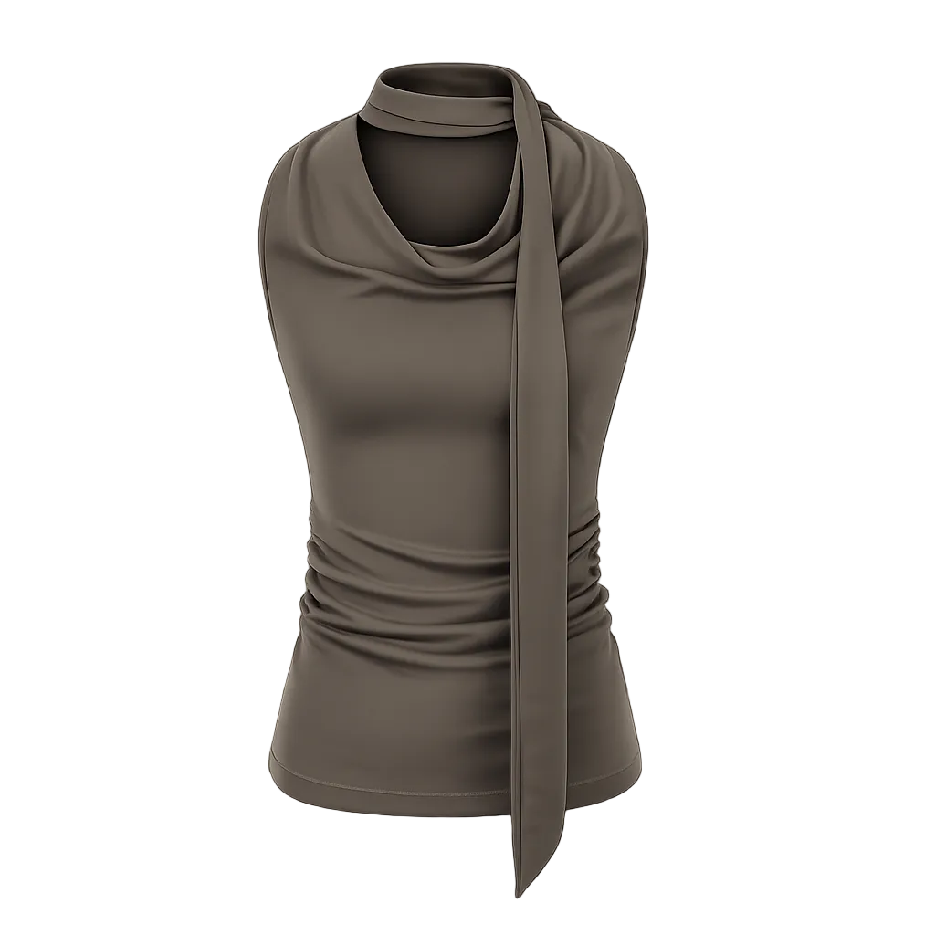 Mito de dar | Sand Mist Modal Drape Neck Scarf Tank