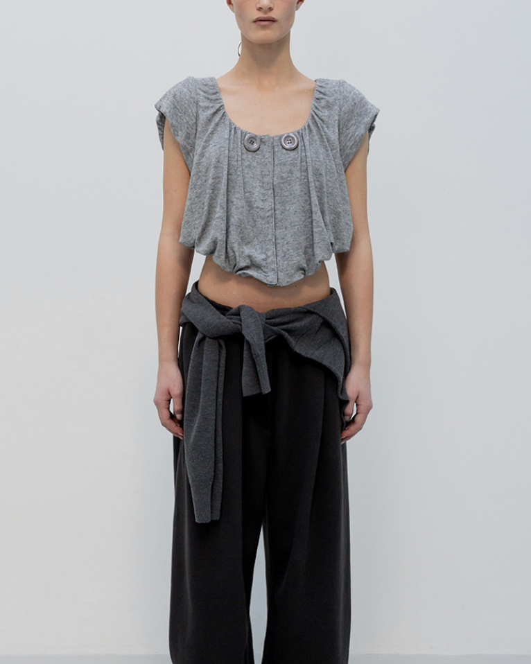 Muse Pleated Flutter Sleeve Top