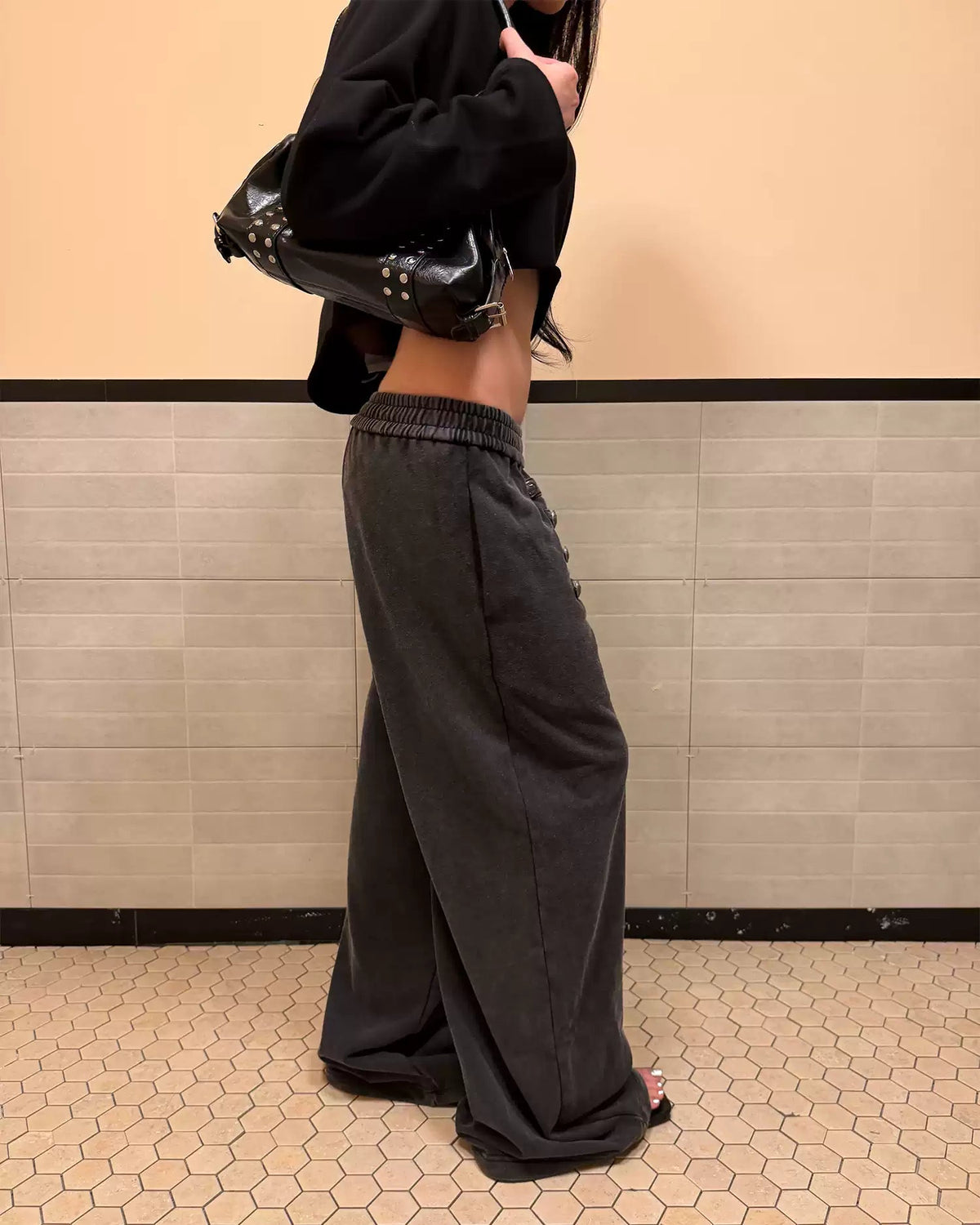 Napoleon Button Washed Straight-Leg Sweatpants