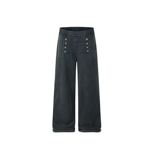 Napoleon Button Washed Straight-Leg Sweatpants