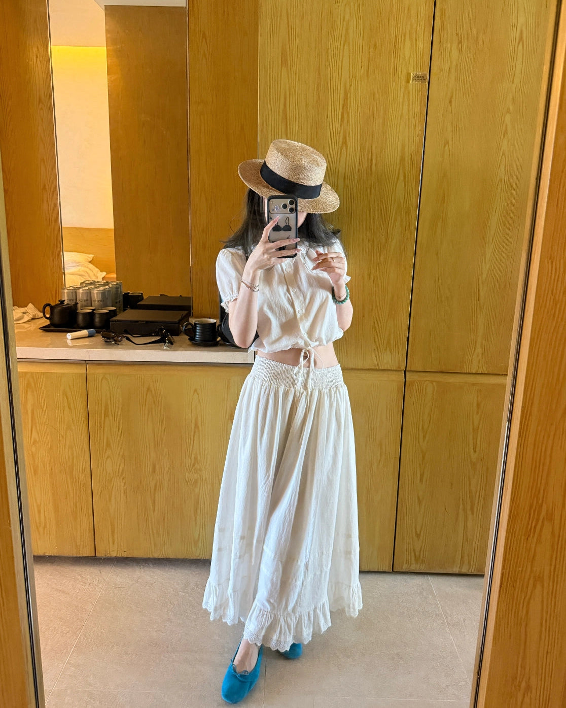 Oker | Lace Hem Linen Blend Maxi Skirt