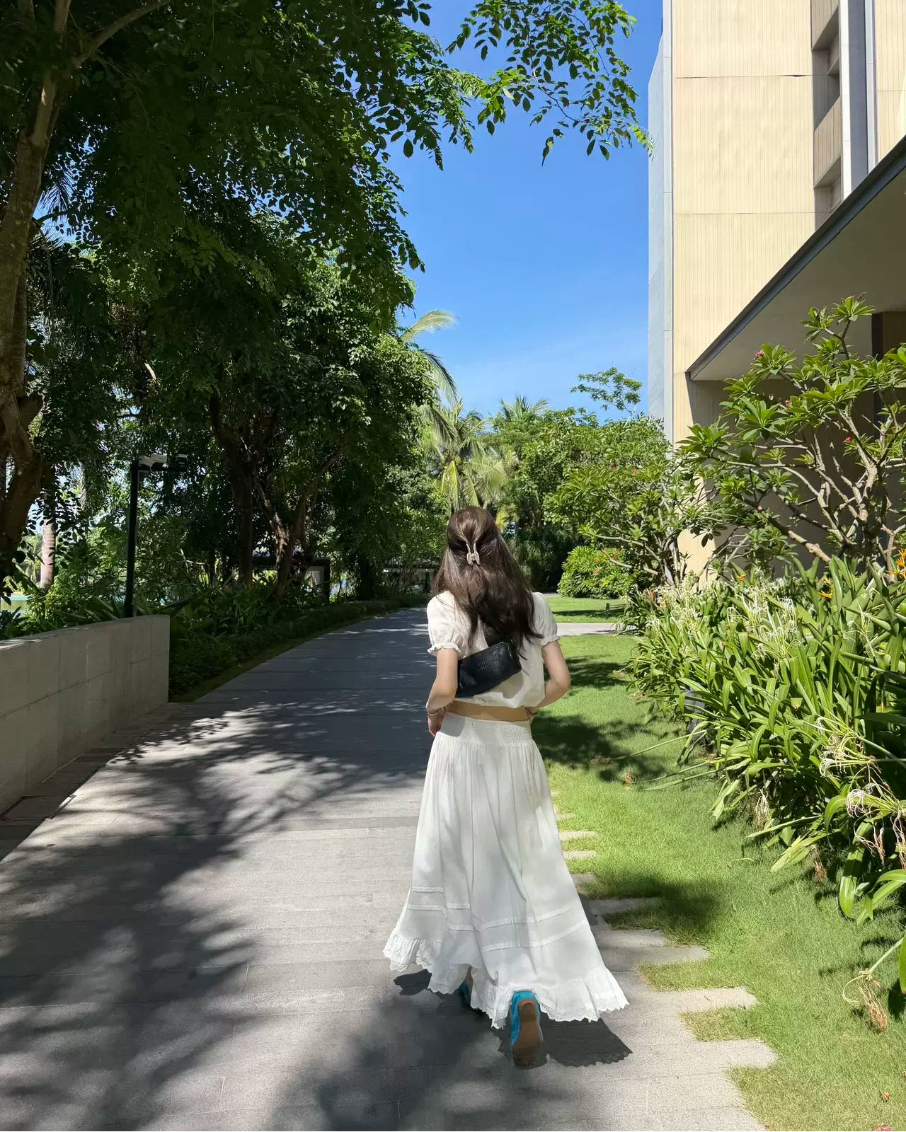 Oker | Lace Hem Linen Blend Maxi Skirt