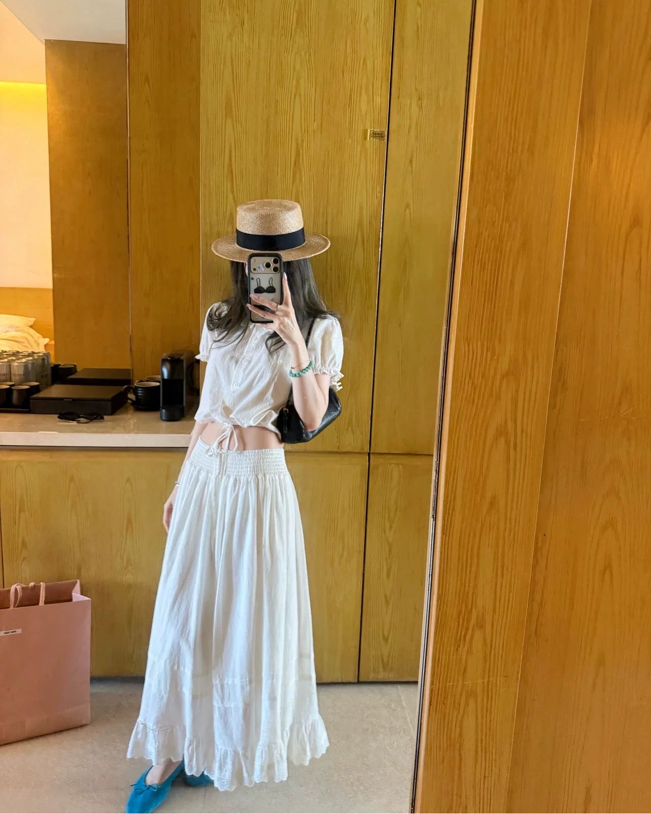 Oker | Lace Hem Linen Blend Maxi Skirt