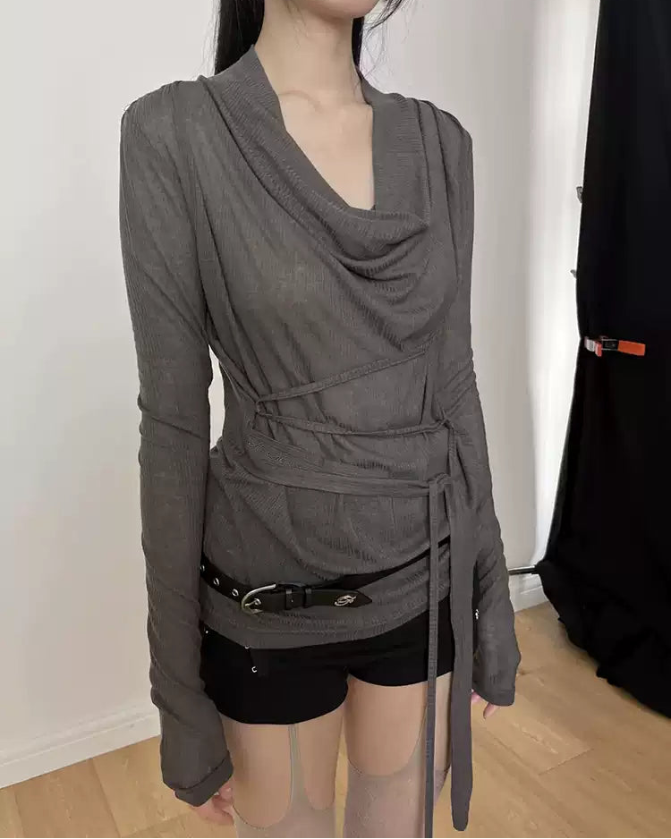Oni Draped Asymmetric Wrap Top