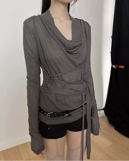 Oni Draped Asymmetric Wrap Top