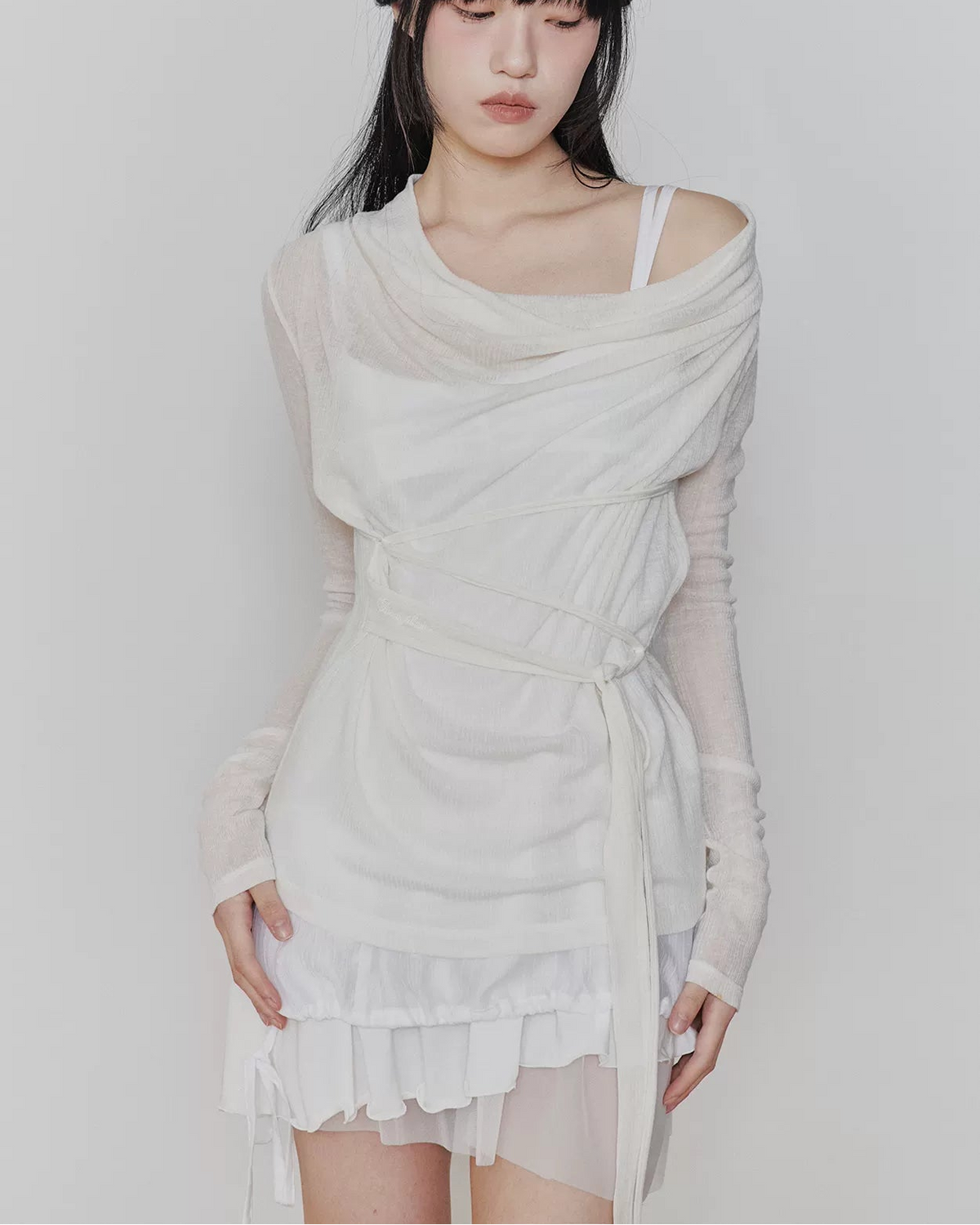 Oni Draped Asymmetric Wrap Top