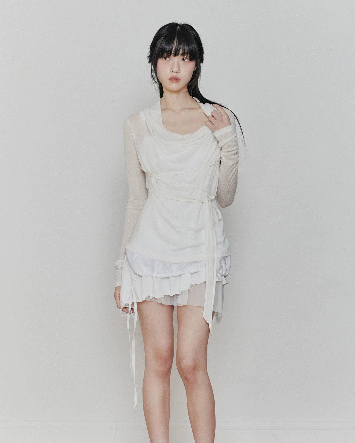 Oni Draped Asymmetric Wrap Top