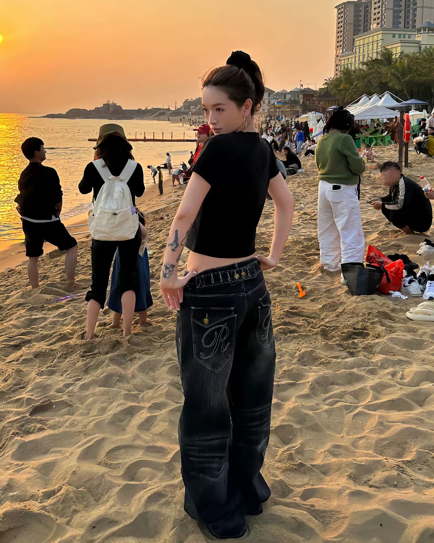 Elle | Paris Buckle Straight Leg Jeans