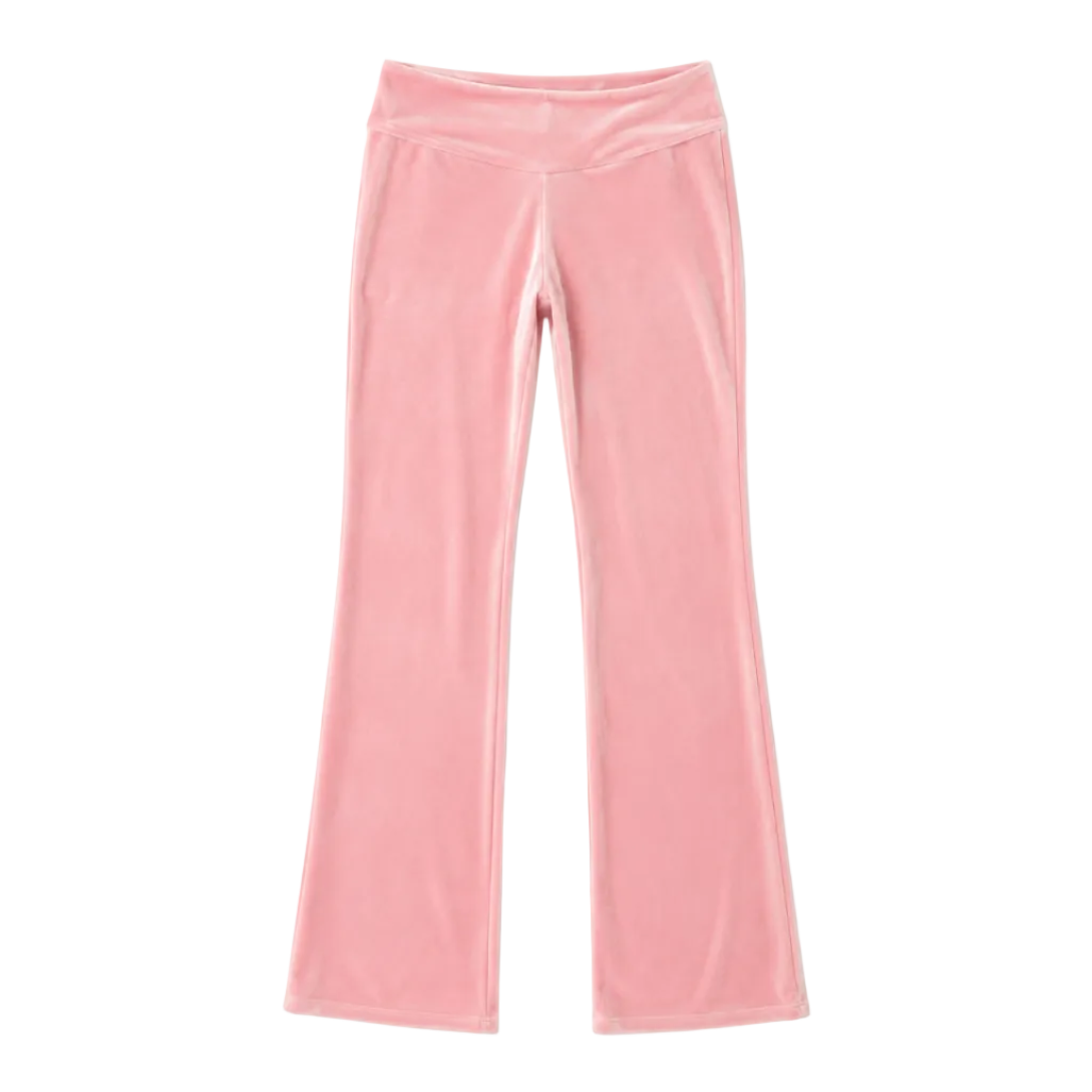 Elle | Pink Velour Hoodie & Low-Rise Pants Set
