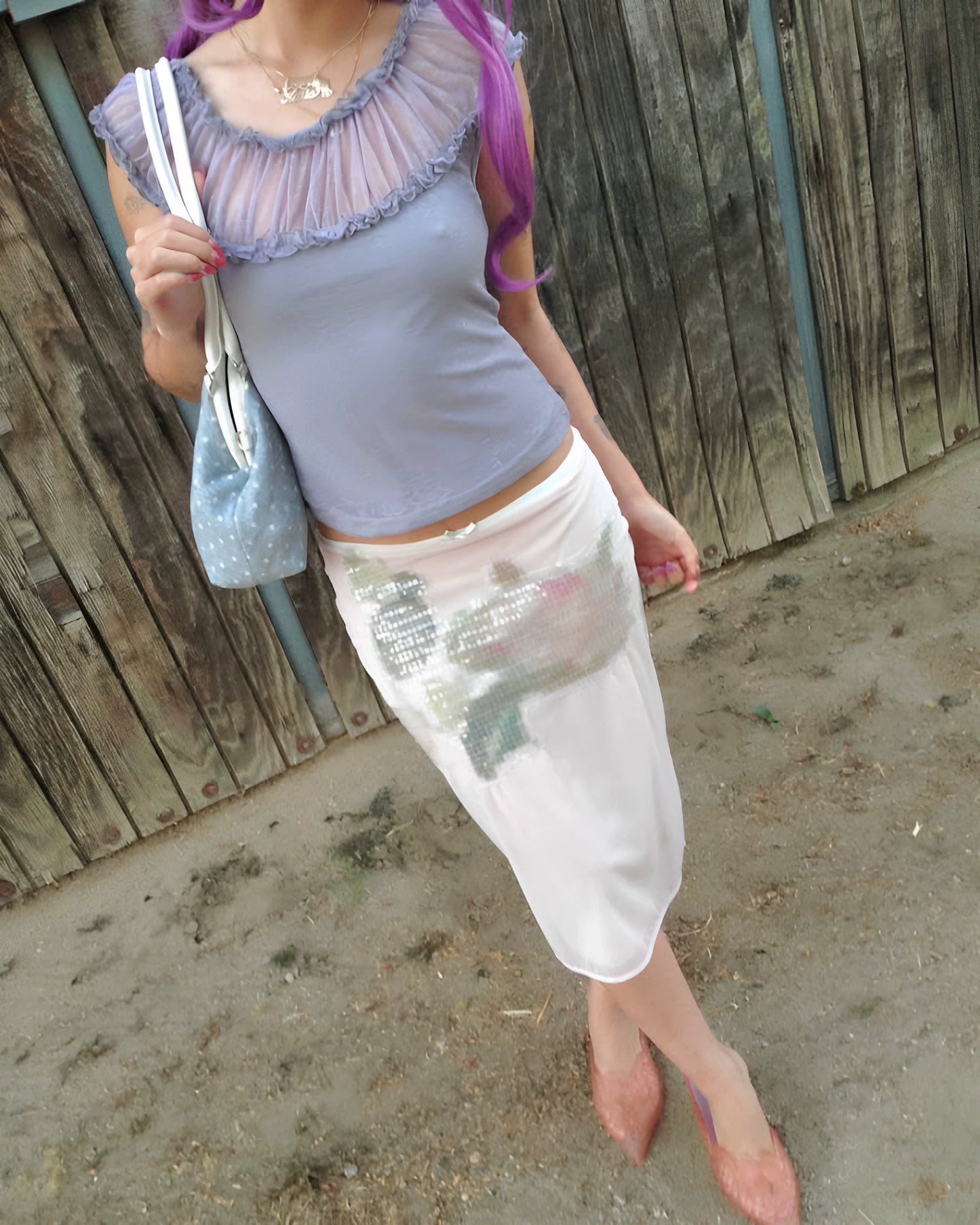 Elle | Pixel Lotus Sequin Mesh Midi Skirt