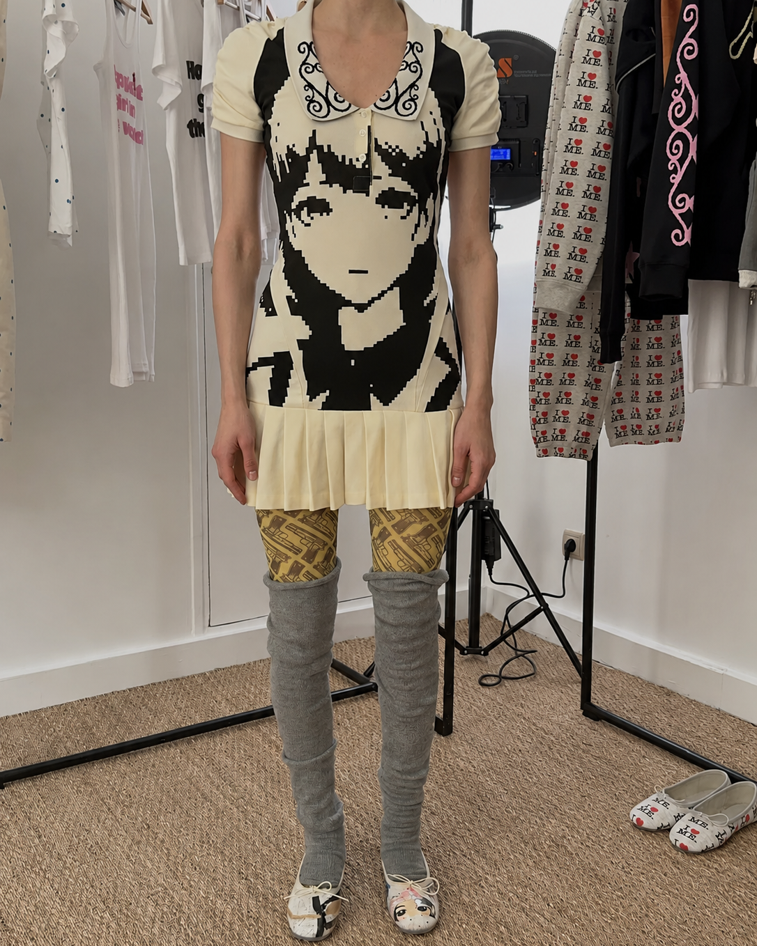 Elle | Pixel Portrait Knit Polo Mini Dres