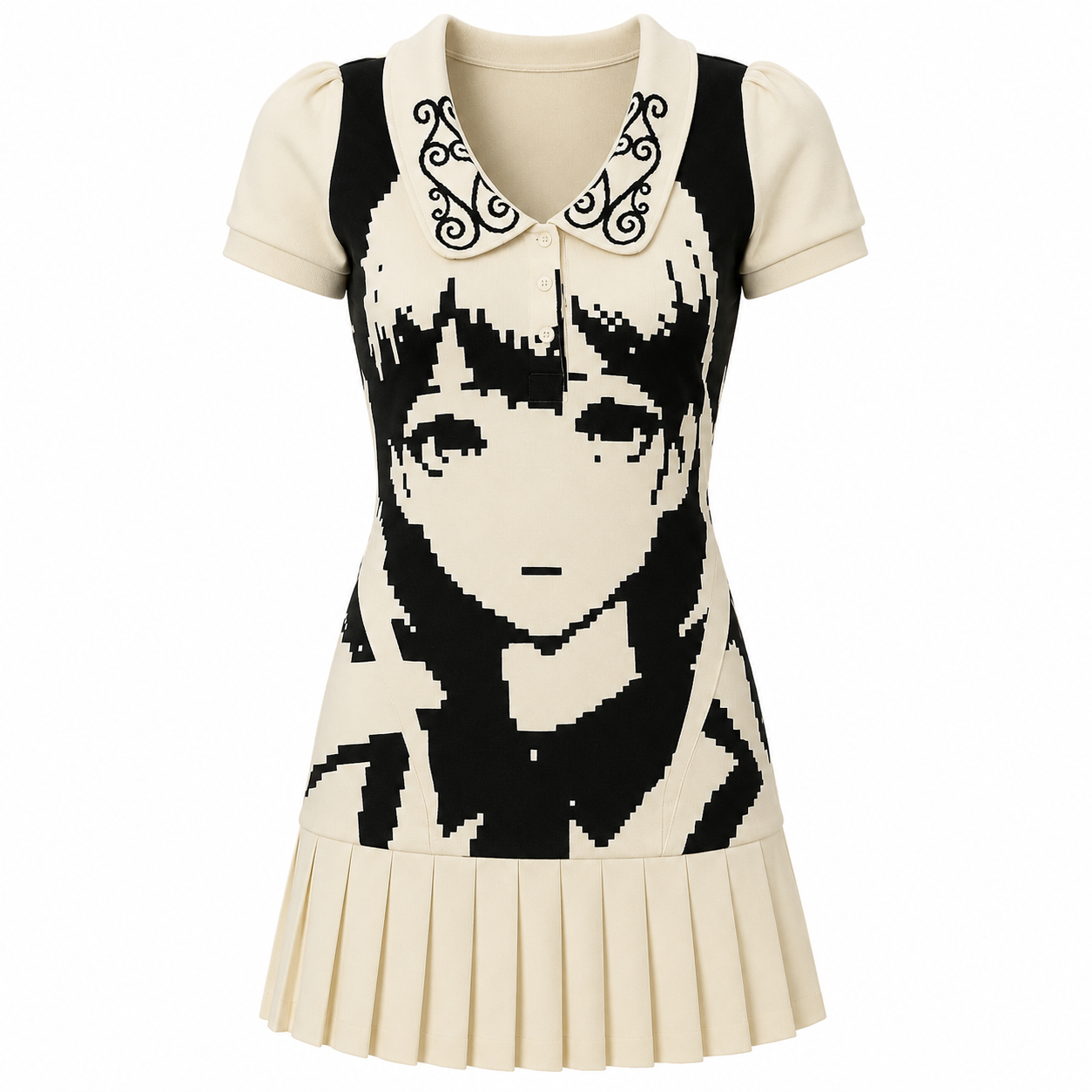 Elle | Pixel Portrait Knit Polo Mini Dres