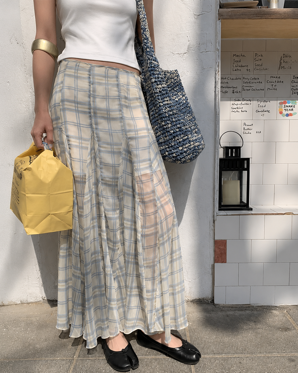 Sleep at 11 | Plaid Mesh Mermaid Maxi Skirt