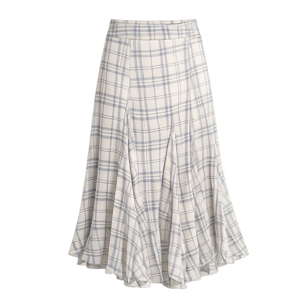 Sleep at 11 | Plaid Mesh Mermaid Maxi Skirt