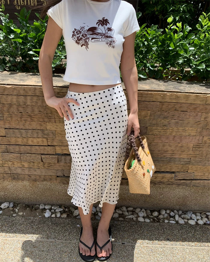 Sleep at 11 | Polka Dot Satin Mini / Maxi Skirt