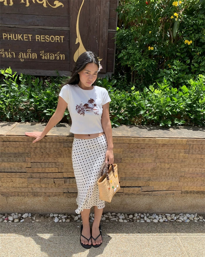 Sleep at 11 | Polka Dot Satin Mini / Maxi Skirt