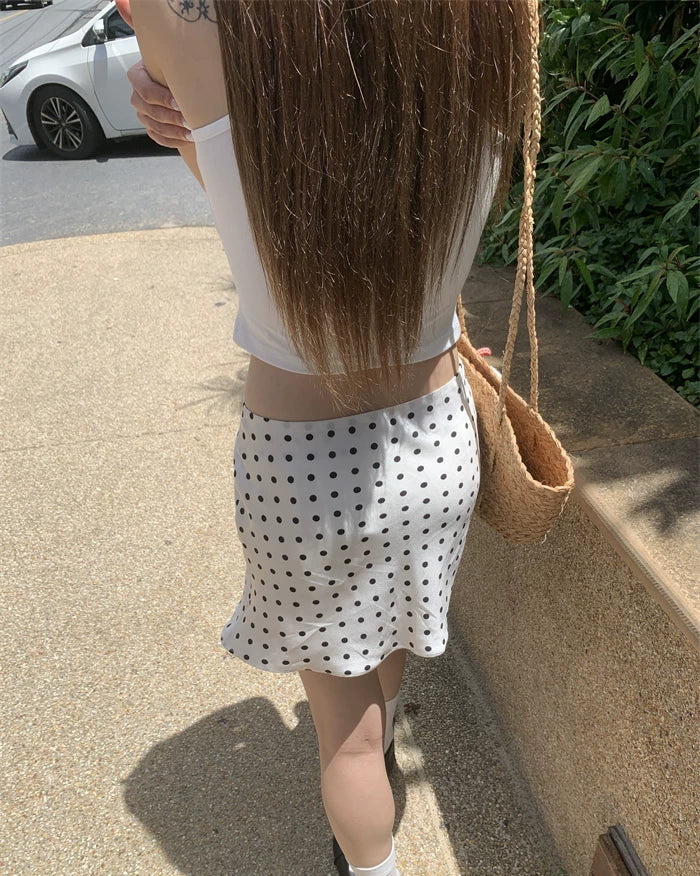 Sleep at 11 | Polka Dot Satin Mini / Maxi Skirt