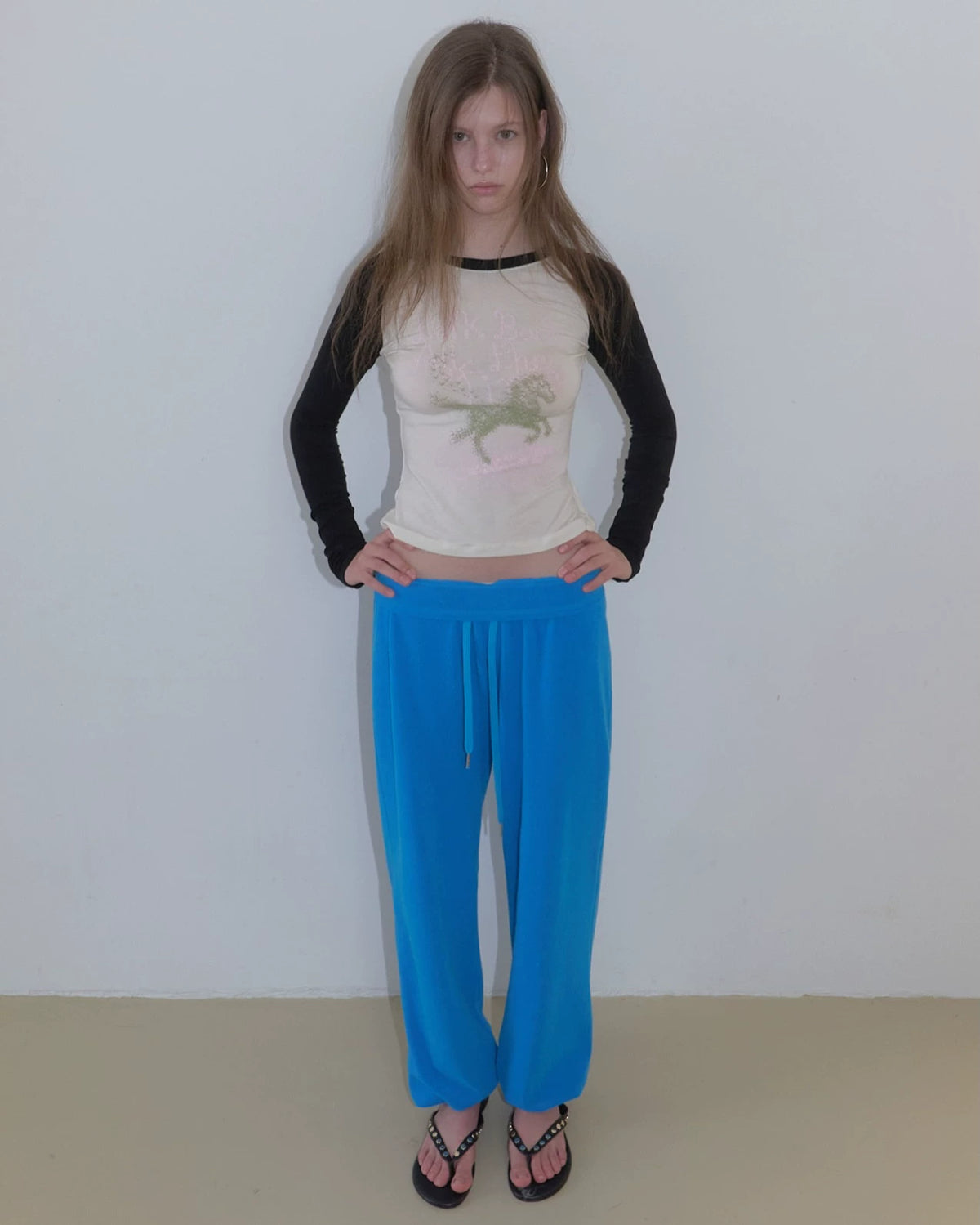 Pony Print Contrast Raglan Long Sleeve Top