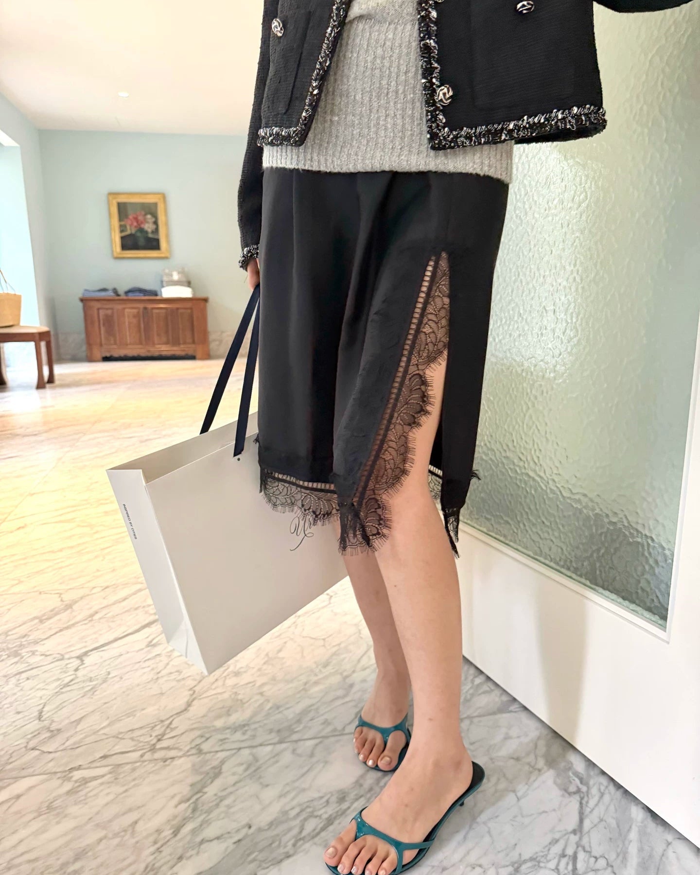 Ran | Cloud Veil Lace-Trim Lyocell Silk Midi Skirt