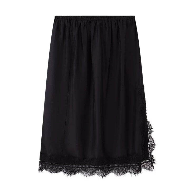 Ran | Cloud Veil Lace-Trim Lyocell Silk Midi Skirt