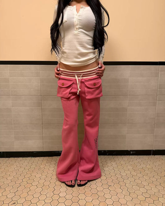 Retro Low-Rise Flare Pocket Sweatpants