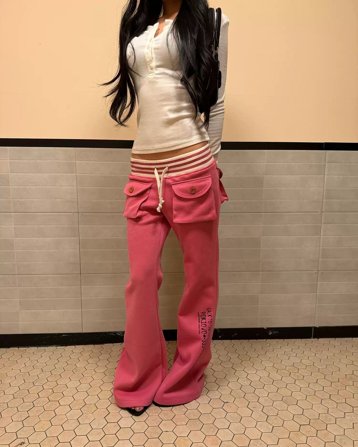 Retro Low-Rise Flare Pocket Sweatpants