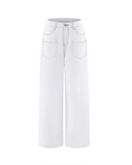 0122stepll | Reverse White Denim Pants
