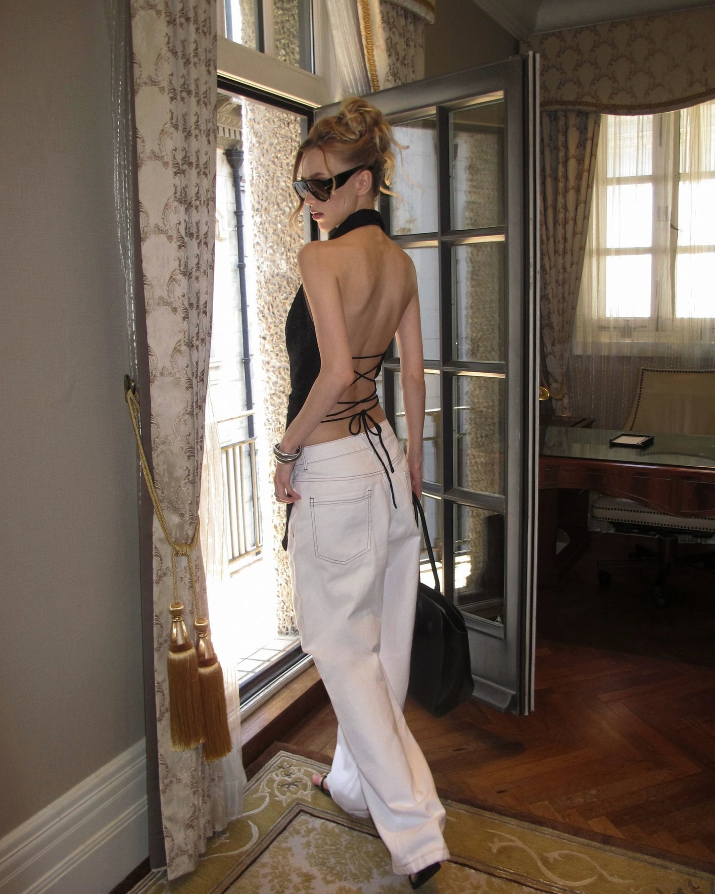 0122stepll | Reverse White Denim Pants