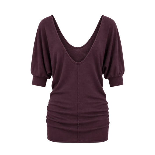 Reversible Deep V Knit Tunic Top
