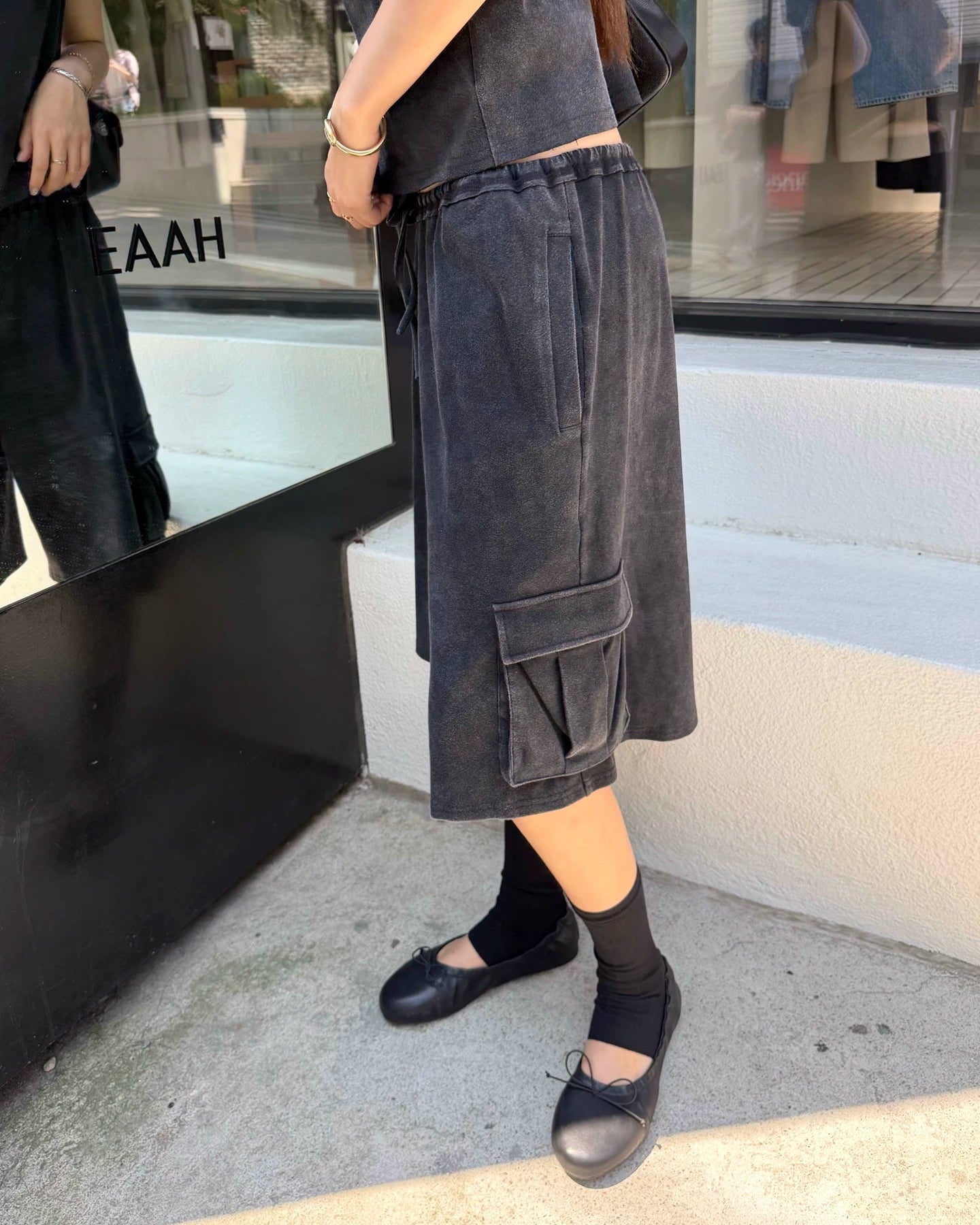 Elle | Riley Cargo Bermuda Capri Shorts