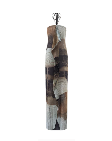 0122stepll | Rive Gauche Gallery Halter Maxi Dress