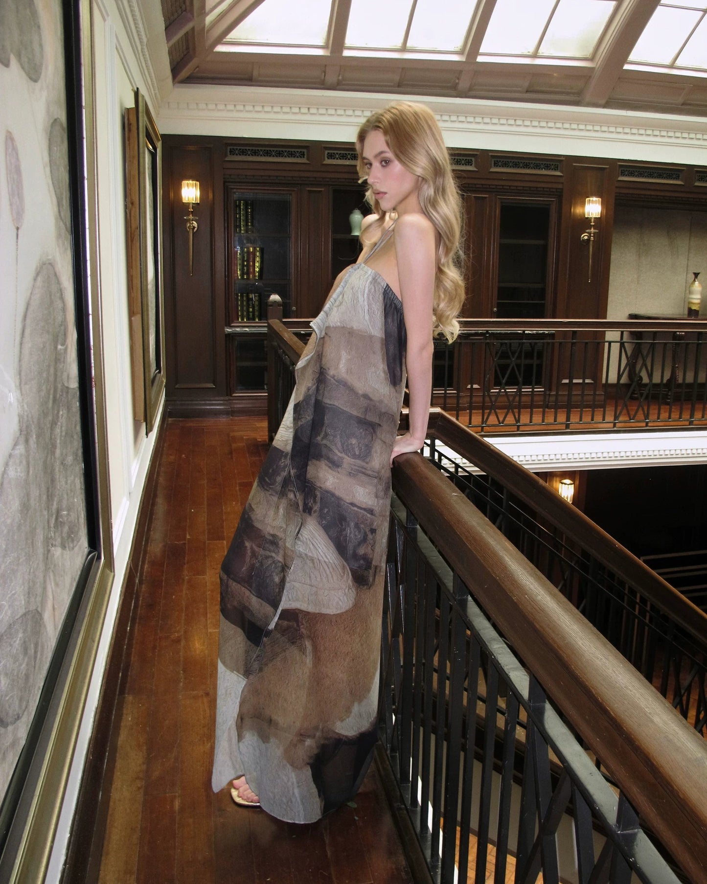0122stepll | Rive Gauche Gallery Halter Maxi Dress