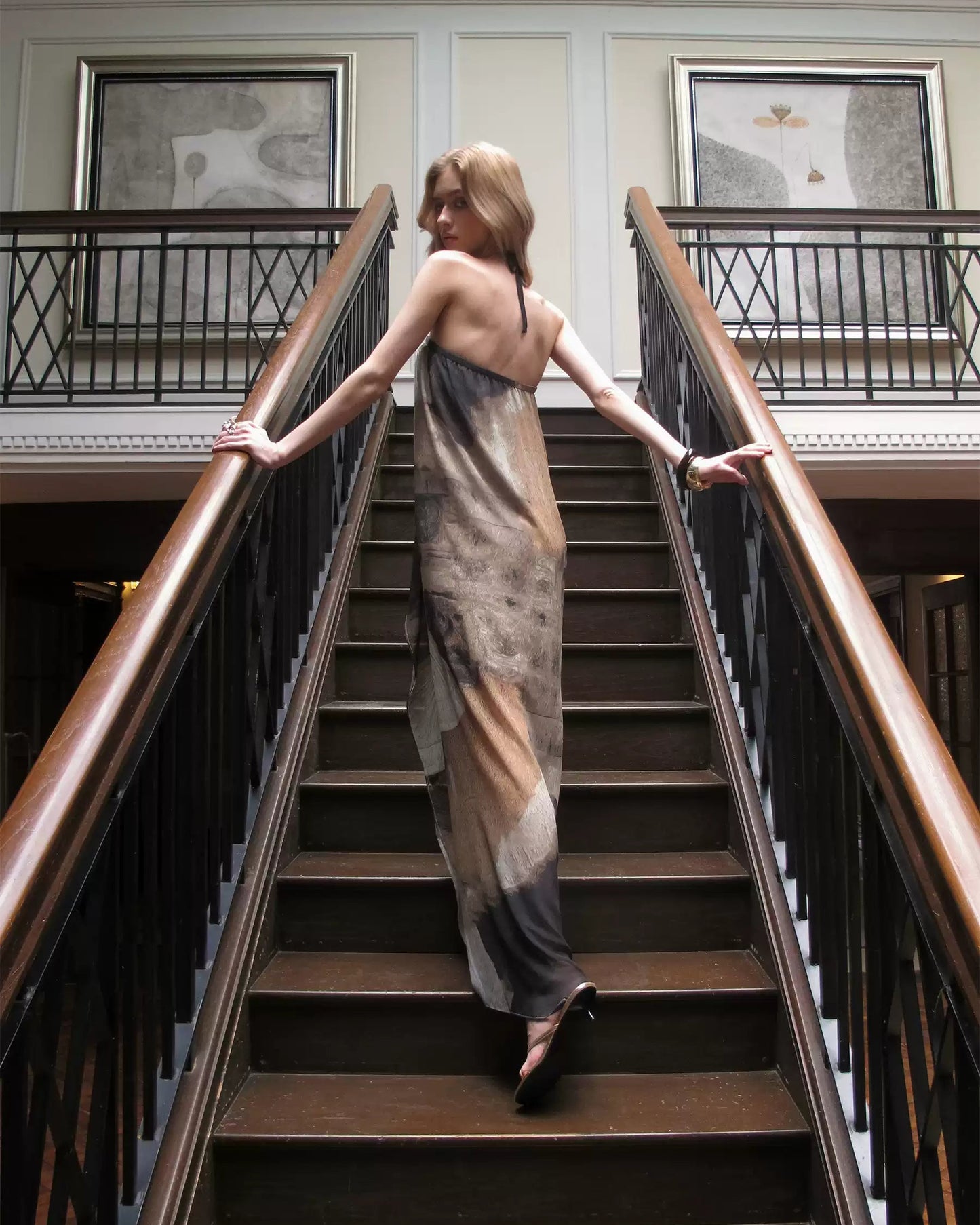 0122stepll | Rive Gauche Gallery Halter Maxi Dress